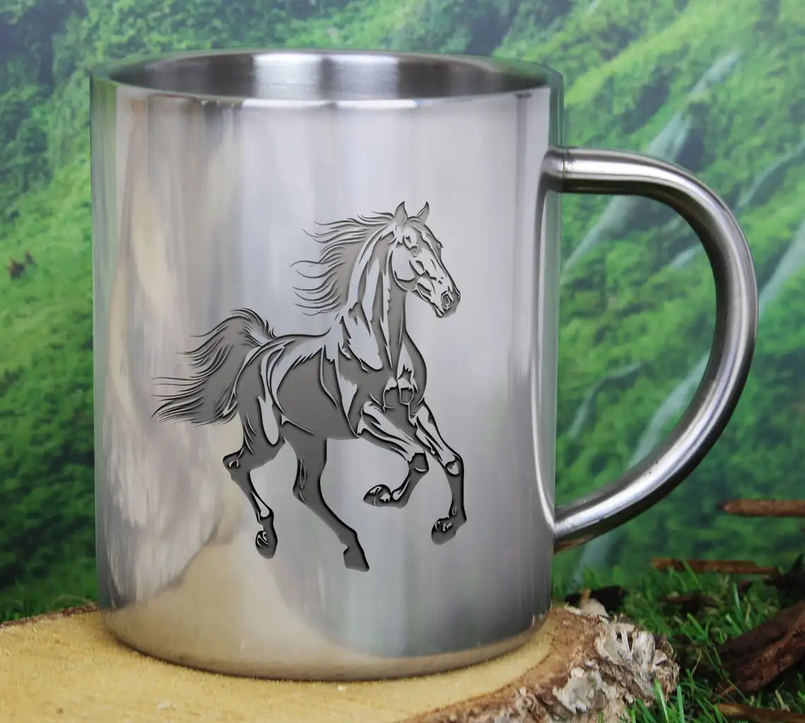 A Black And White Drawing Of A Horse With A Black Mane And Tail