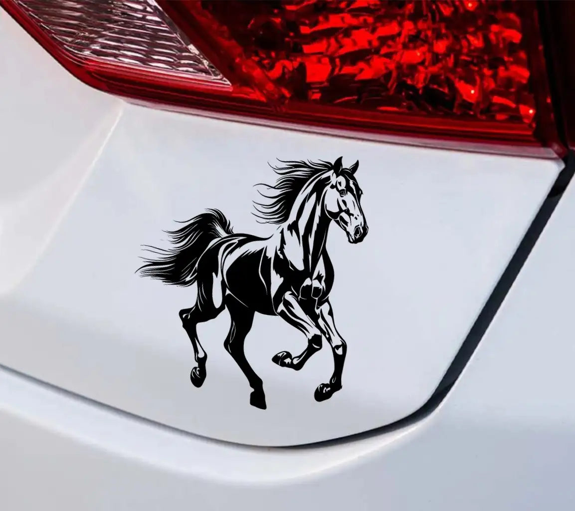 A Black And White Drawing Of A Horse With A Black Mane And Tail