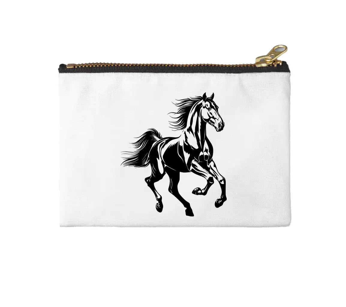 A Black And White Drawing Of A Horse With A Black Mane And Tail