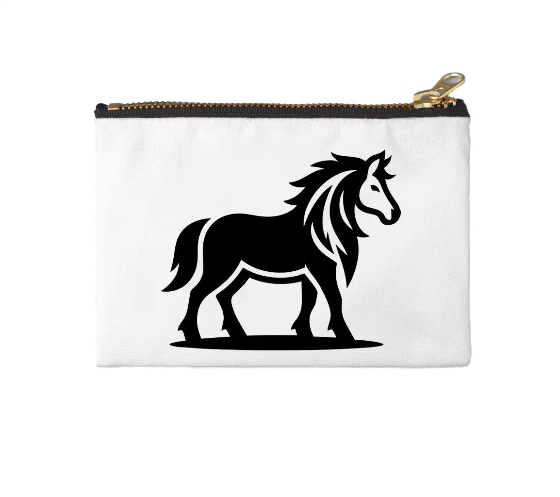 A Black And White Drawing Of A Horse With A Mane And Tail