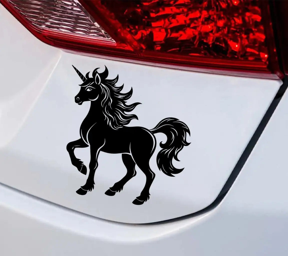 A Black And White Drawing Of A Unicorn With A Black Mane And Tail