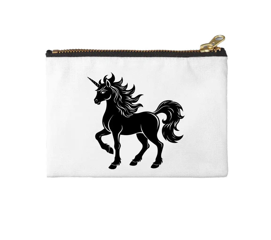 A Black And White Drawing Of A Unicorn With A Black Mane And Tail