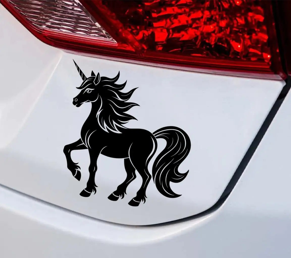 A Black And White Drawing Of A Unicorn With A Black Tail