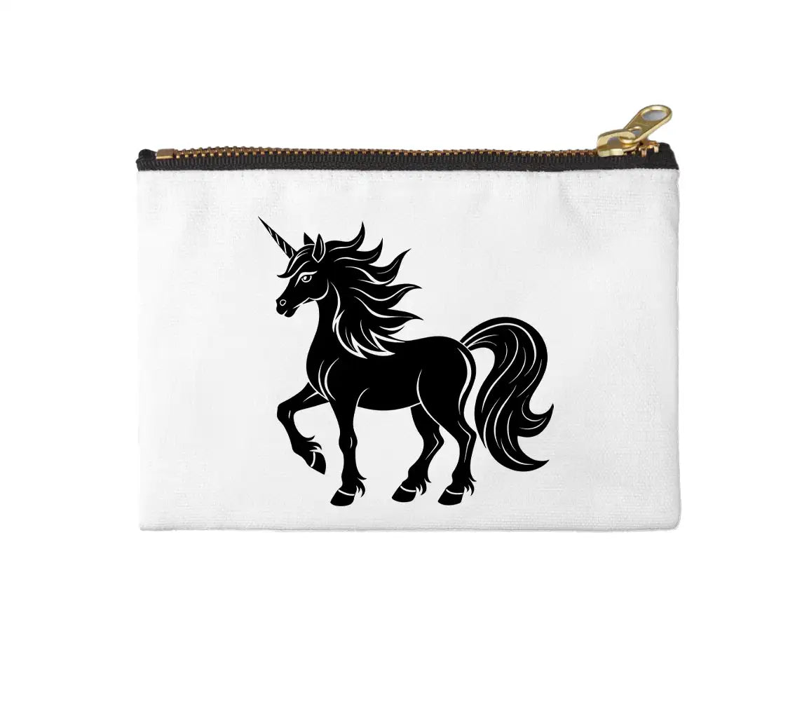 A Black And White Drawing Of A Unicorn With A Black Tail