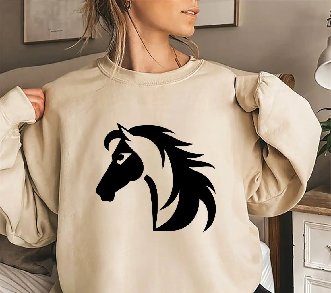 A Black And White Horse With A Black Mane And Tail