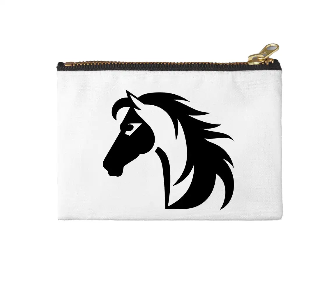 A Black And White Horse With A Black Mane And Tail