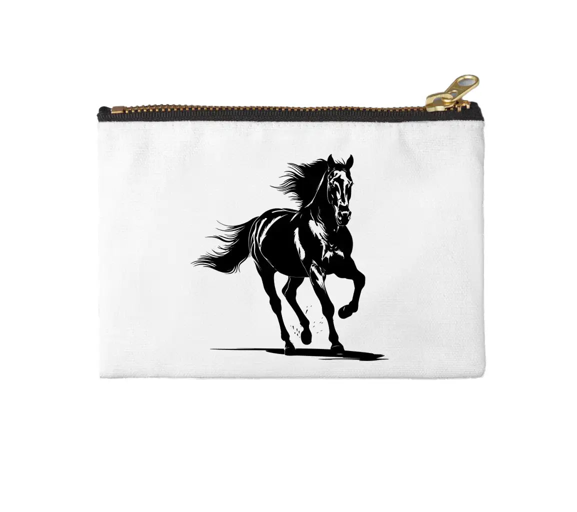 A Black Horse With A White Background And A Black Horse In The Foreground
