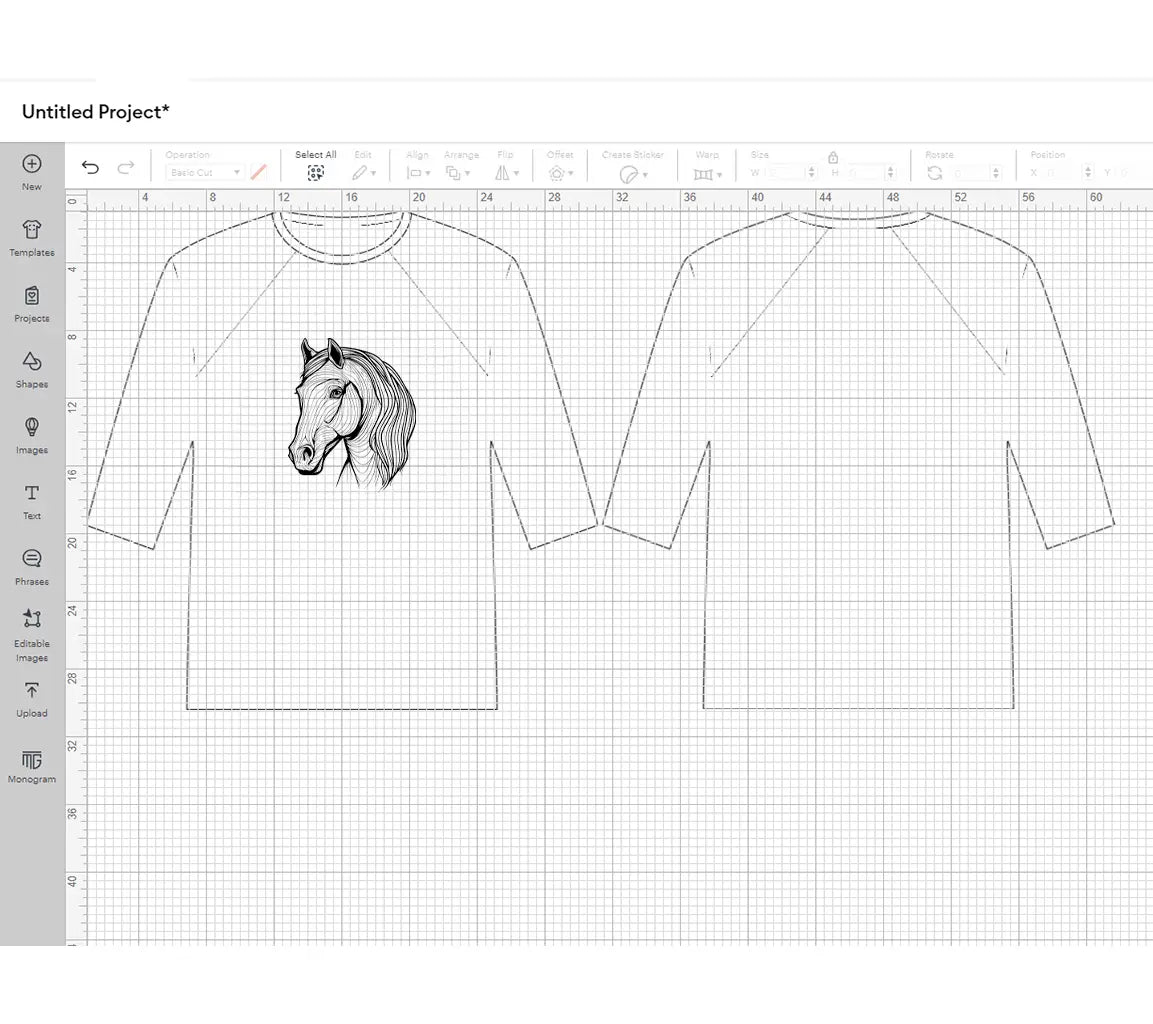 A Drawing Of A Horse With A Black And White Line On It