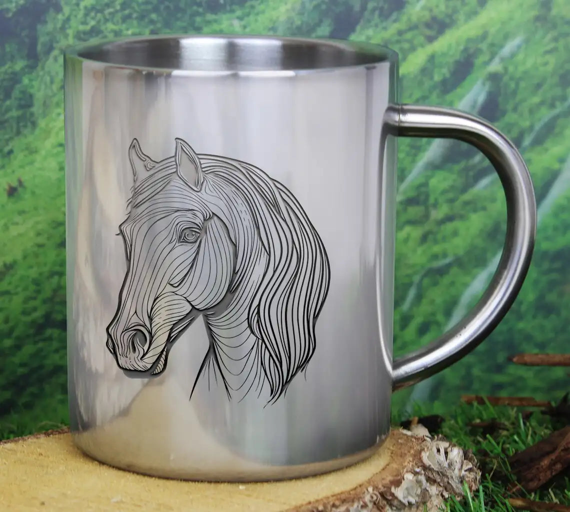 A Drawing Of A Horse With A Black And White Line On It