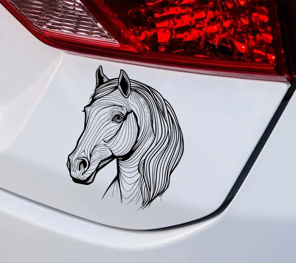 A Drawing Of A Horse With A Black And White Line On It
