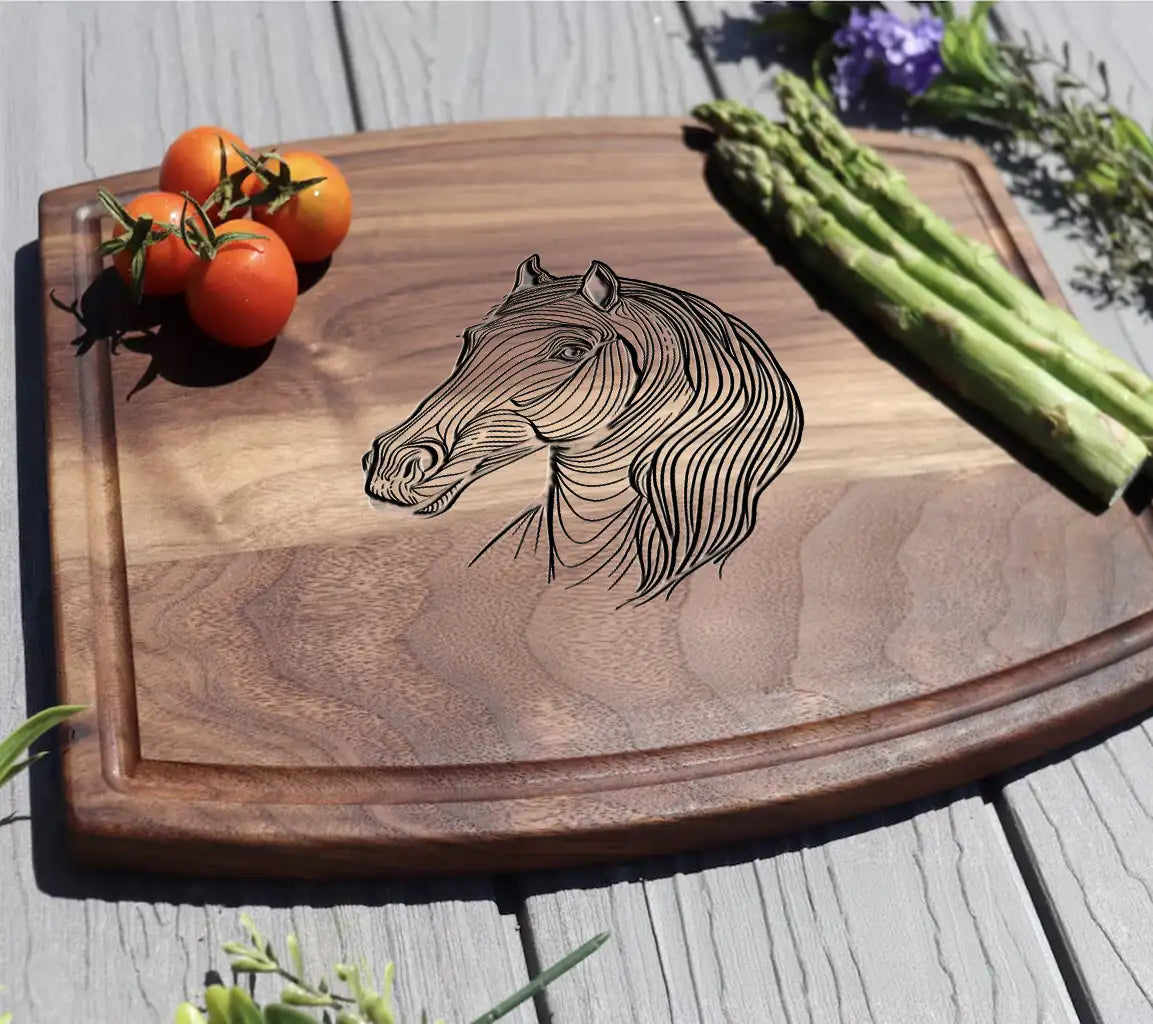 A Drawing Of A Horse With A Black And White Line On It