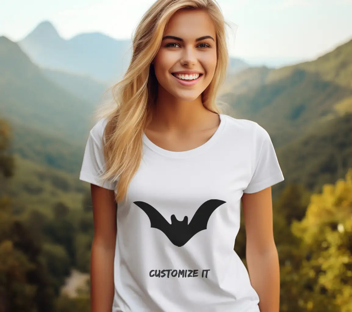 Black Bat Silhouette SVG - Spread Wings, White Background SVG