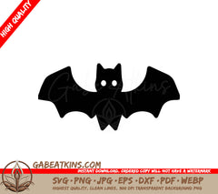 Black Bat Cartoon Icon SVG with White Eyes SVG