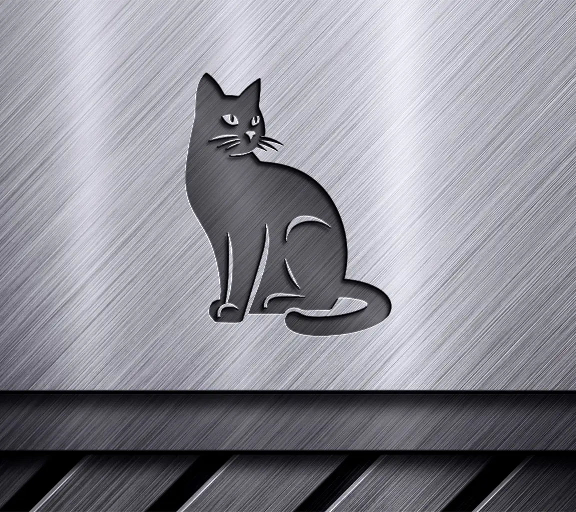 Black Cat Silhouette SVG - White Background SVG
