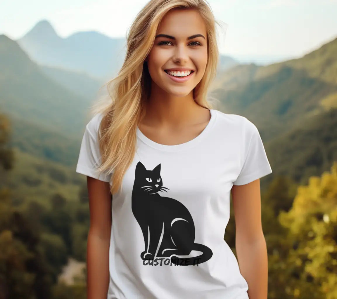 Black Cat Silhouette SVG - White Background SVG