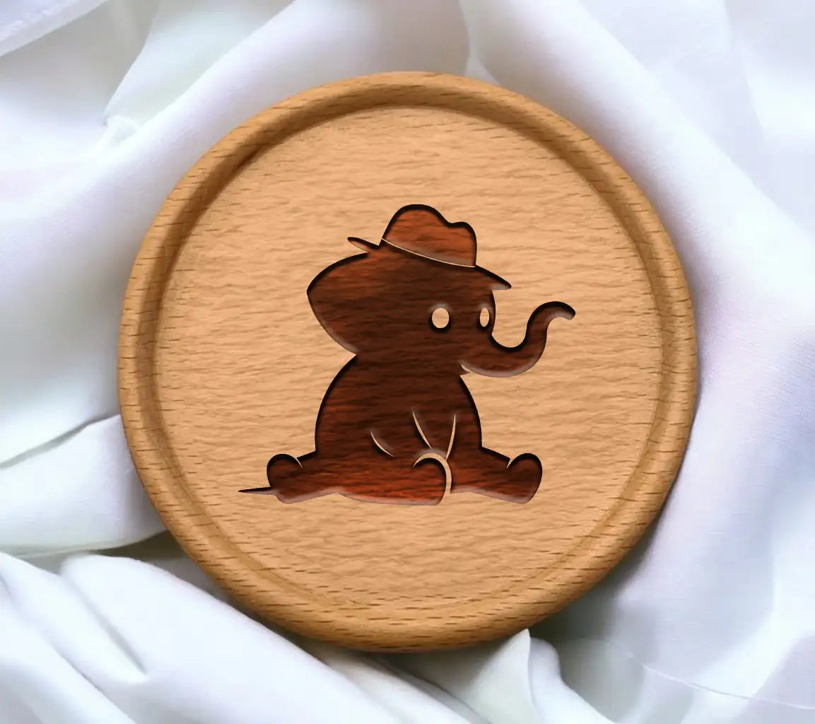 Cute Elephant Silhouette with Panama Hat -  SVG SVG