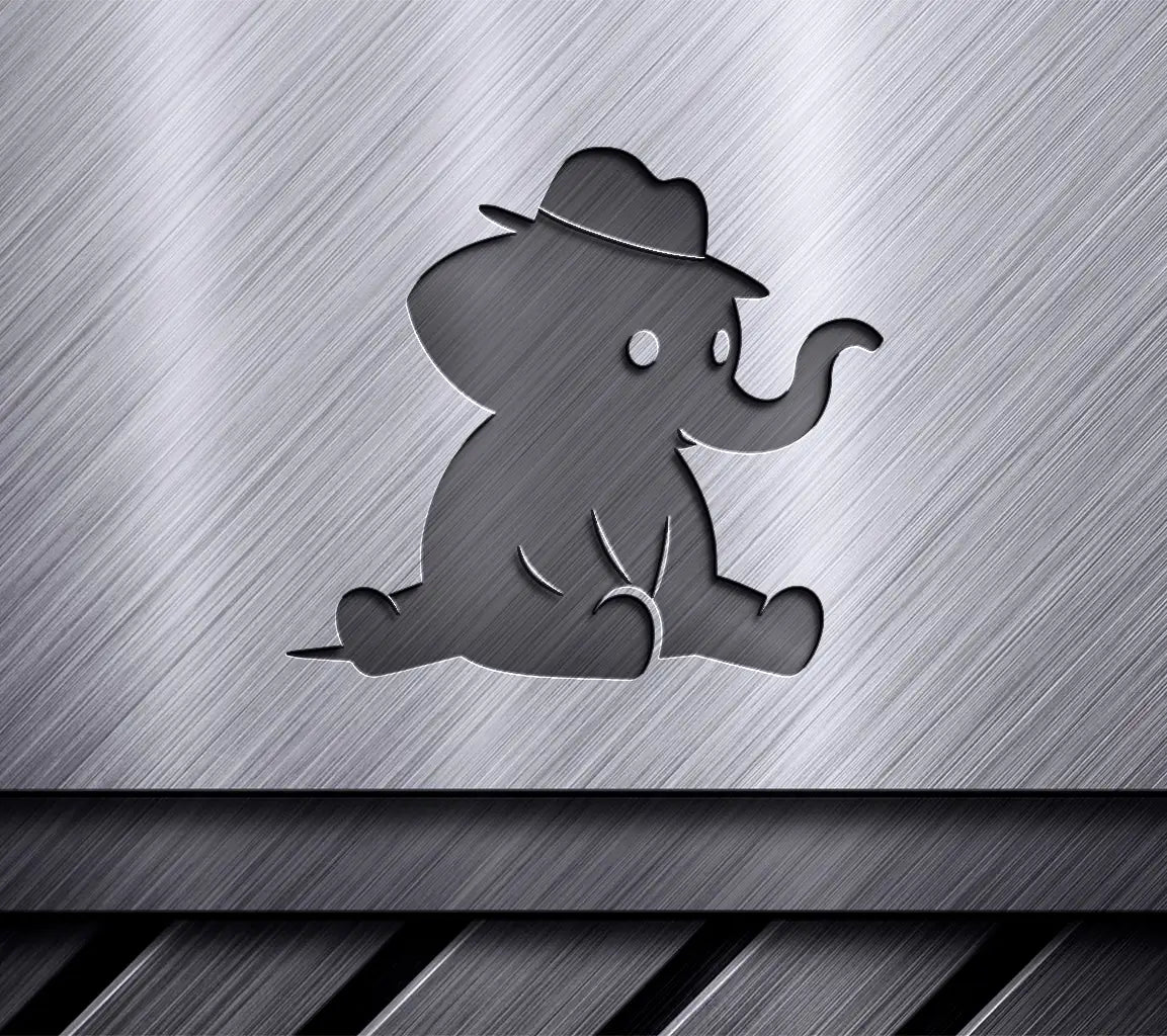 Cute Elephant Silhouette with Panama Hat -  SVG SVG