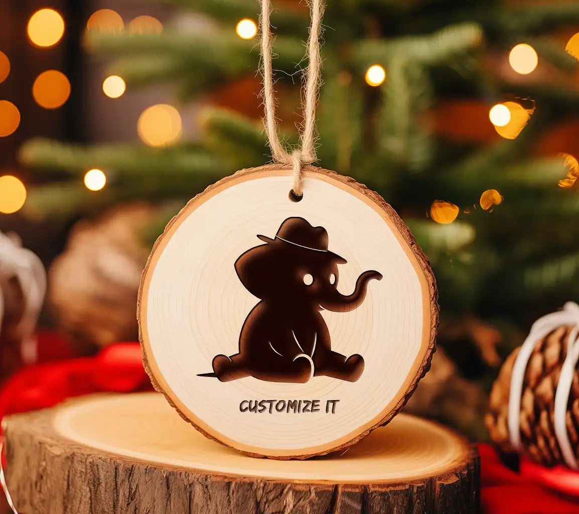 Cute Elephant Silhouette with Panama Hat -  SVG SVG