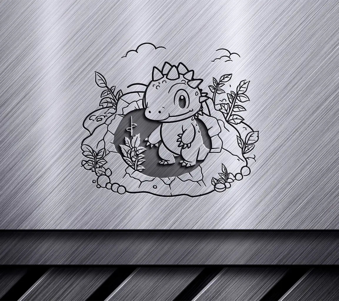 Cute Dinosaur Garden Coloring Page SVG -  Illustration SVG