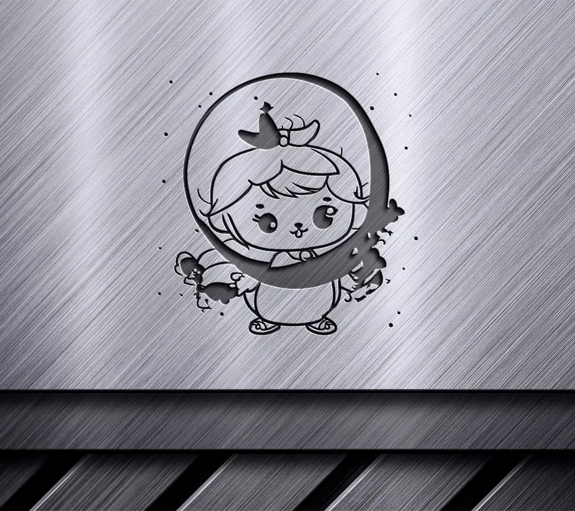 Cute Little Girl with Bow & Crown Mirror SVG -  Drawing SVG