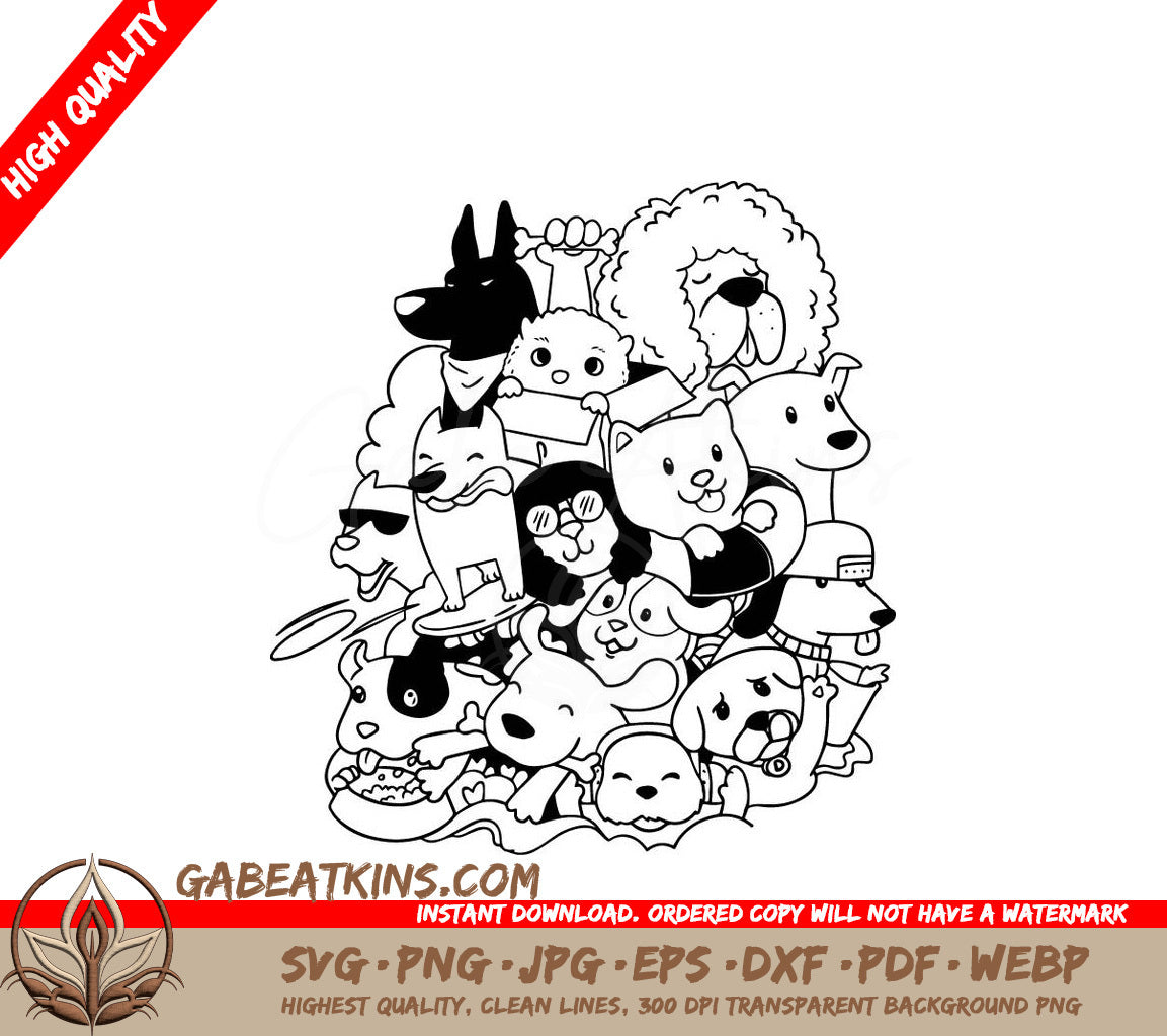 Cute  Dog & Cat Doodle SVG - Digital Download SVG