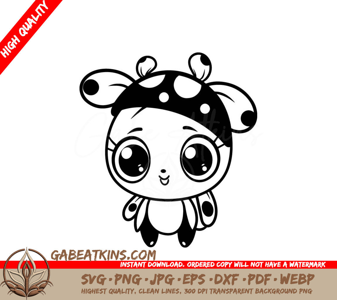 Cute Ladybug & Giraffe SVG -  Drawing with Big Eyes SVG