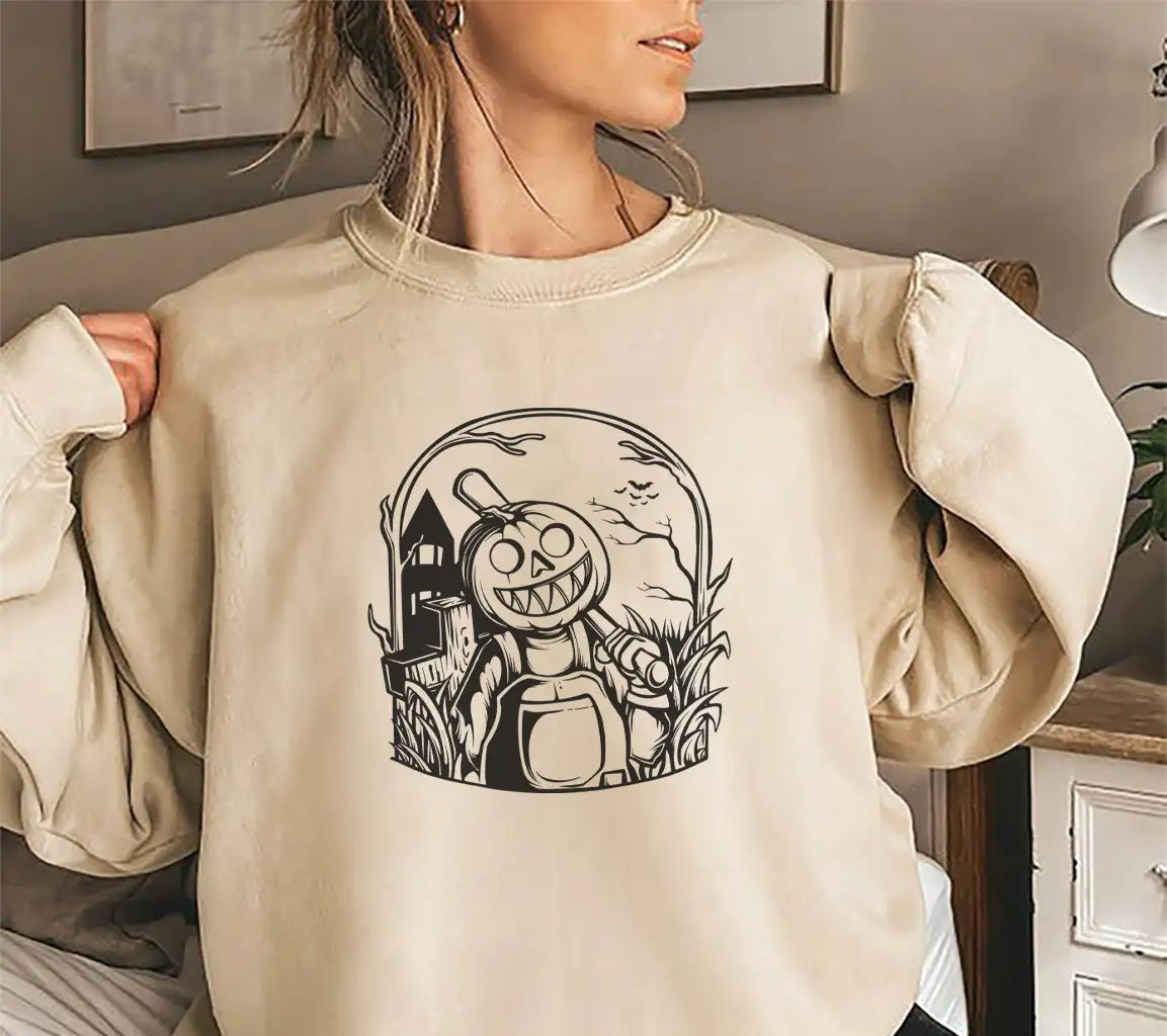 Scarecrow Pumpkin Head SVG - Halloween Line Art Design SVG