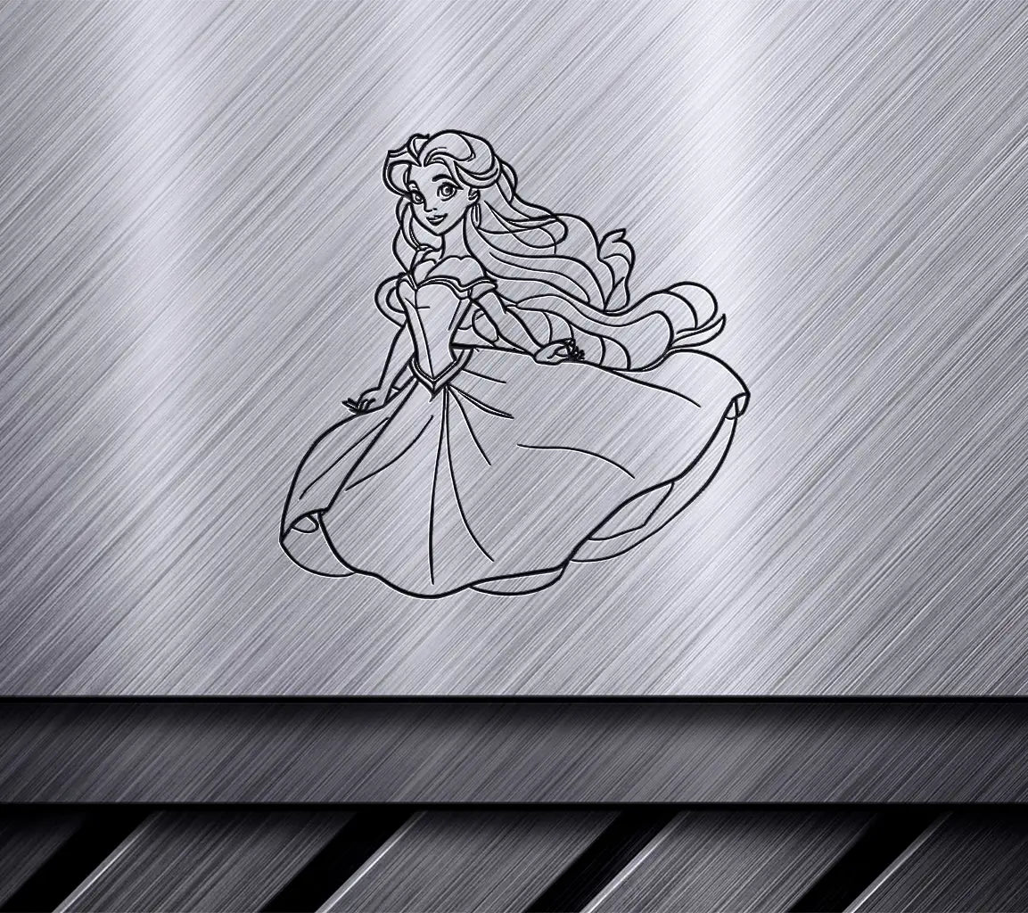  Princess Rapunzel Line Art SVG - Disney Inspired Dress Illustration SVG