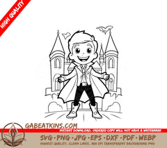  Vampire Prince Castle Doodle SVG - Generative AI Cartoon SVG