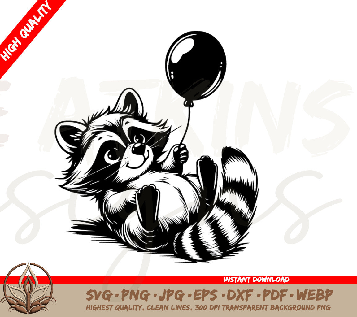 Raccoon SVG: Download this Party Time Raccoon Holding a Balloon! 