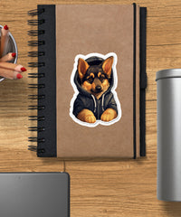 Cute Sticker German Shepherd Puppy Wearing a Hoodie - Gabe Atkins Designs