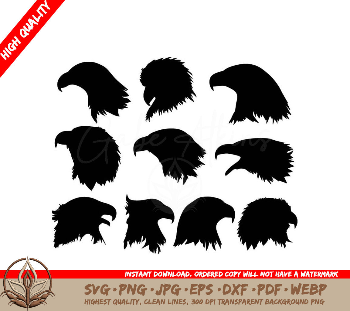 A Set Of Eagle Heads With A Red Stripe That Says High Quality