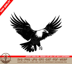 A Bald Eagle Is Flying In The Air With Its Wings Spread