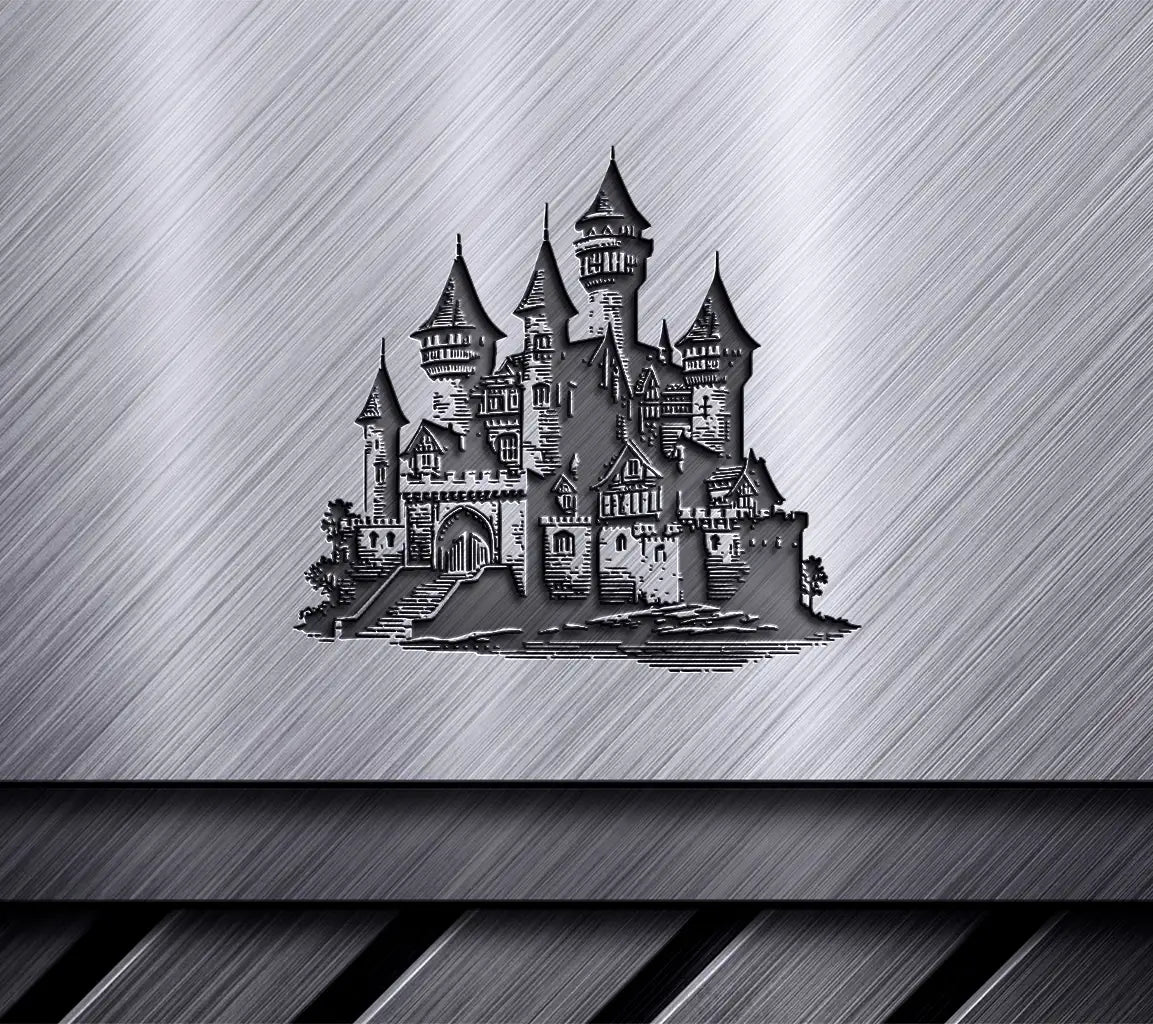  Castle SVG - Ancient Stone Castle Engraving Drawing SVG