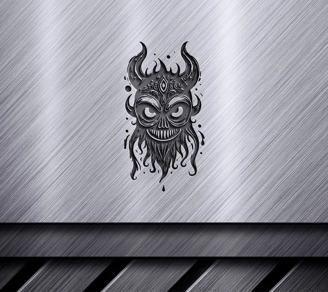 Evil Monster Skull with Horns and Beard -  Cartoon SVG SVG