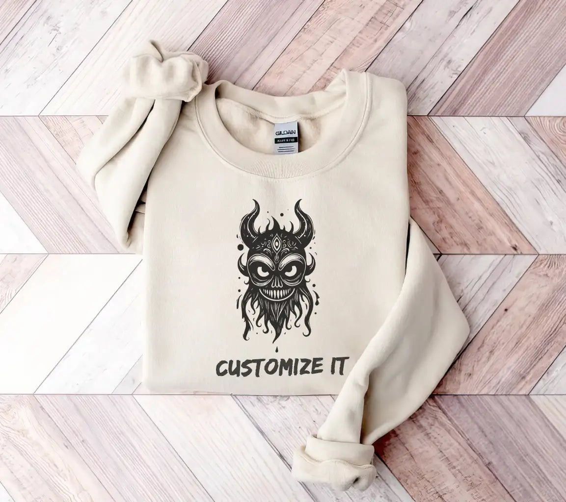 Evil Monster Skull with Horns and Beard -  Cartoon SVG SVG