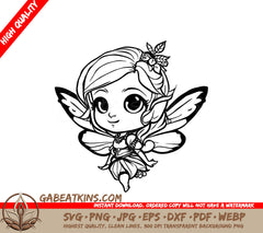  Fairy with Flower SVG - Cute Cartoon Vector Illustration SVG