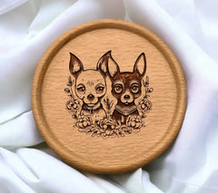  Chihuahua Flower Bouquet SVG - Flat Design Dog Illustration SVG