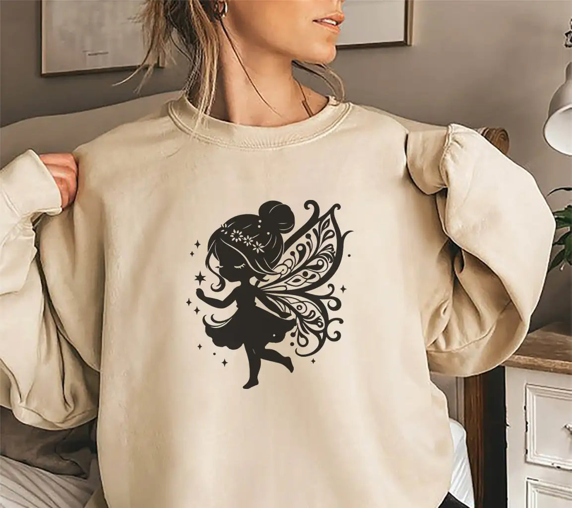  Fairy Silhouette SVG - Flat Design Vector Illustration SVG