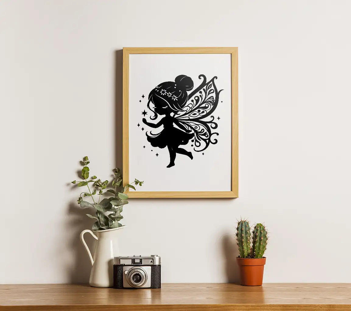  Fairy Silhouette SVG - Flat Design Vector Illustration SVG