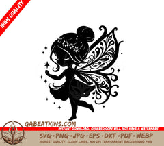  Fairy Silhouette SVG - Flat Design Vector Illustration SVG