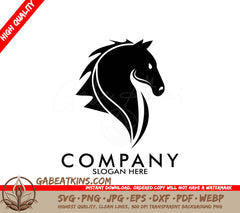 A Black And White Logo For A Company With A Horse Head SVG - flat design horse logo icon vector SVG