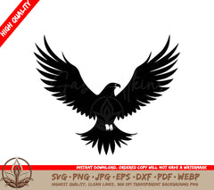 Flying Eagle Vector Black Silhouette on White Background SVG 