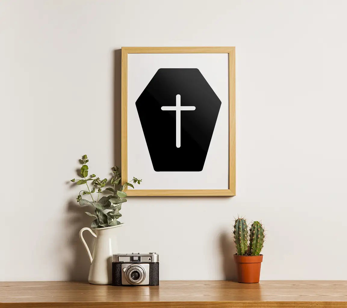 Halloween Coffin SVG - Black Coffin with White Cross SVG