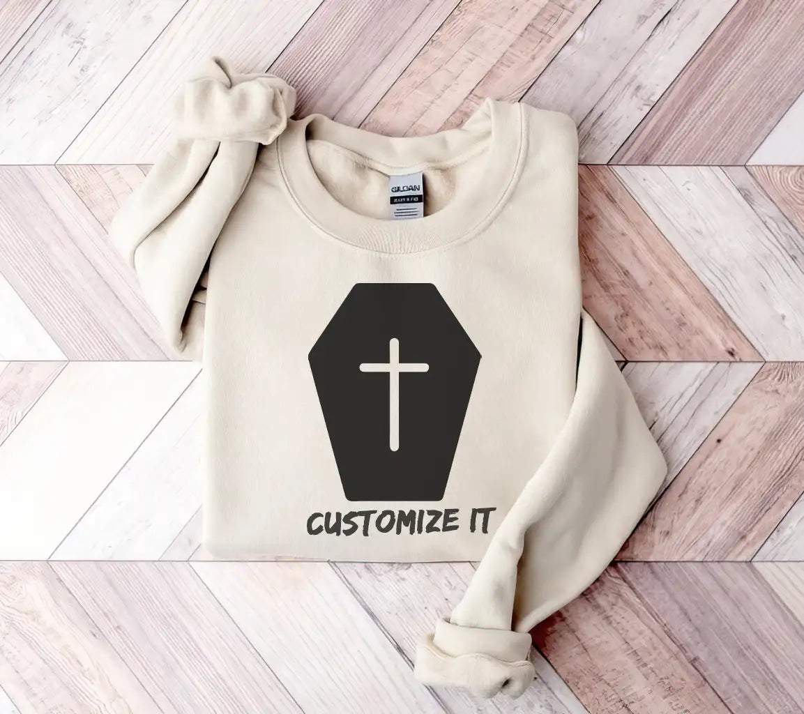 Halloween Coffin SVG - Black Coffin with White Cross SVG