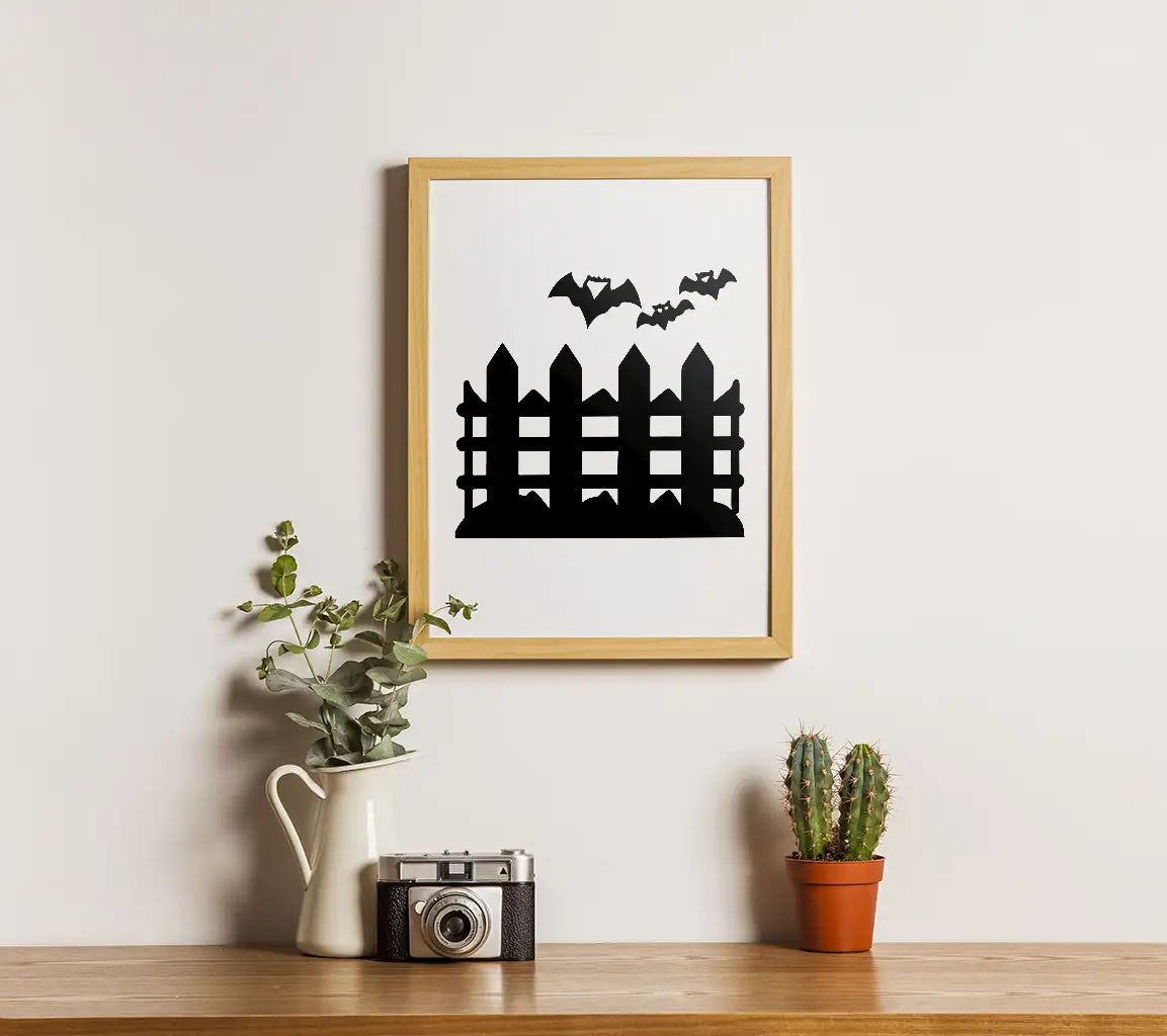 Halloween Bats & Fence SVG -  Pictogram SVG