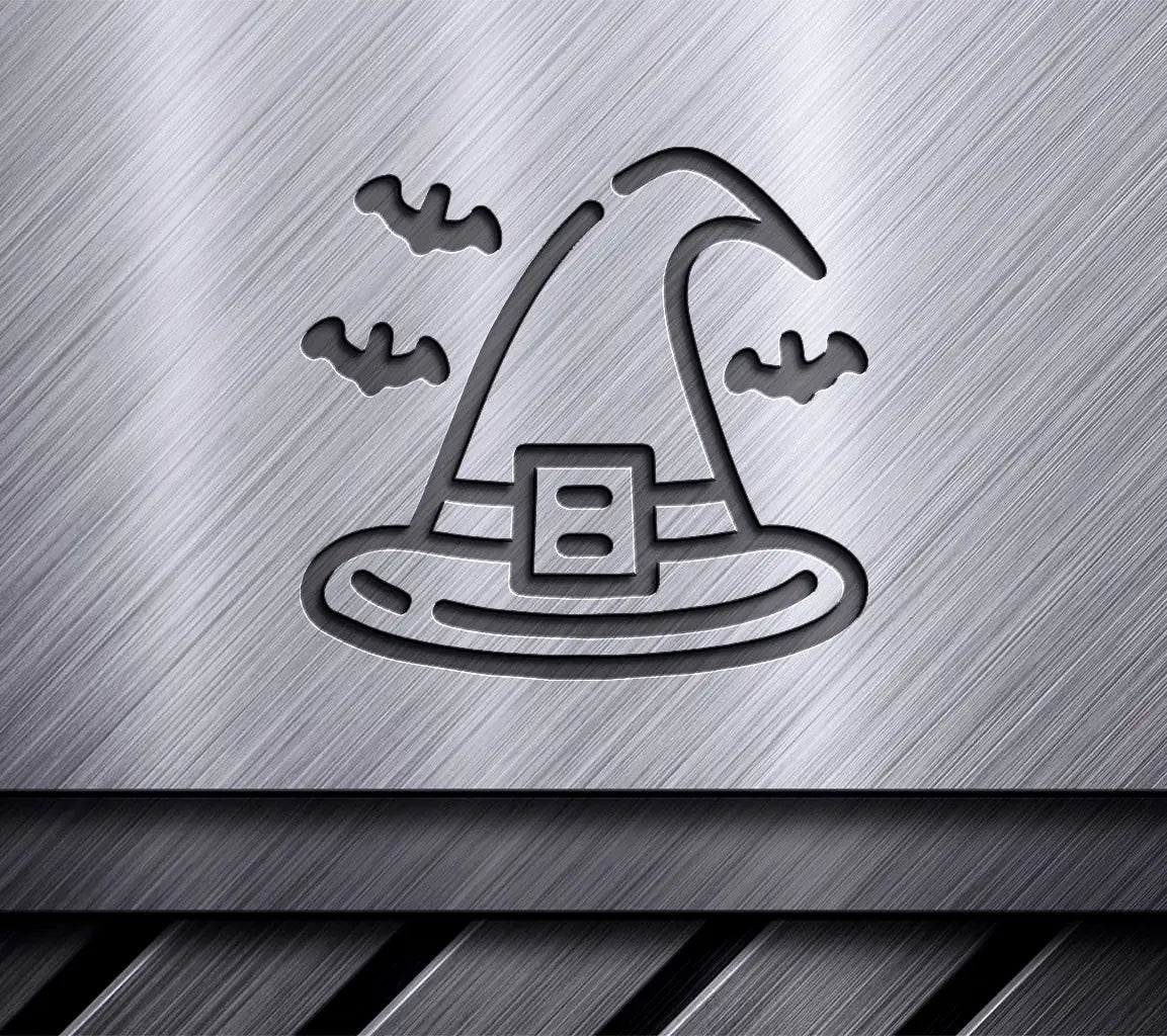 Halloween Witch Hat with Bats SVG -  Broken Line Icon SVG