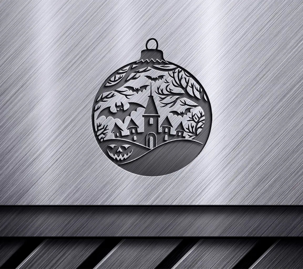Haunted House & Bats  Christmas Ornament SVG SVG