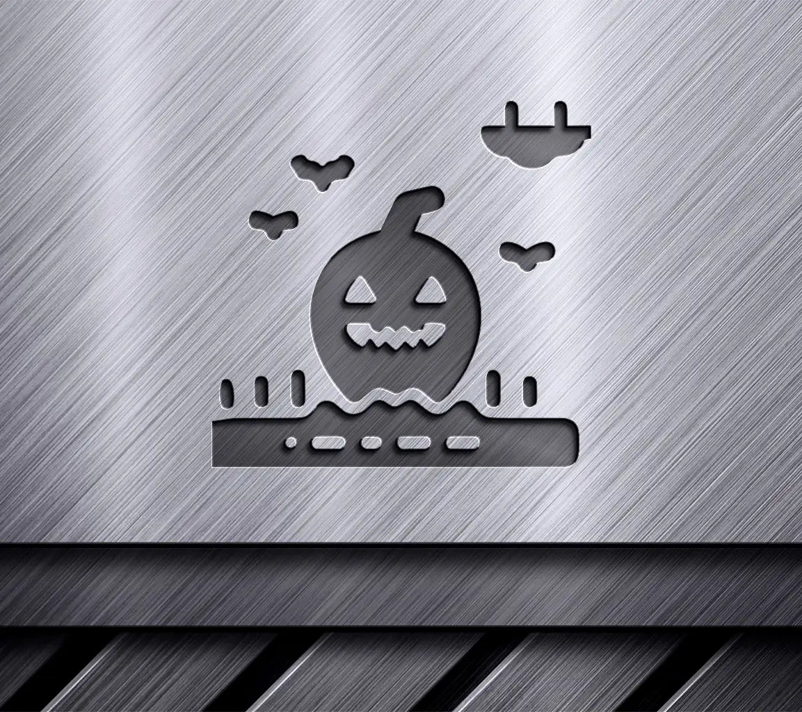 Halloween Pumpkin Silhouette SVG with Bats -  Pictogram SVG