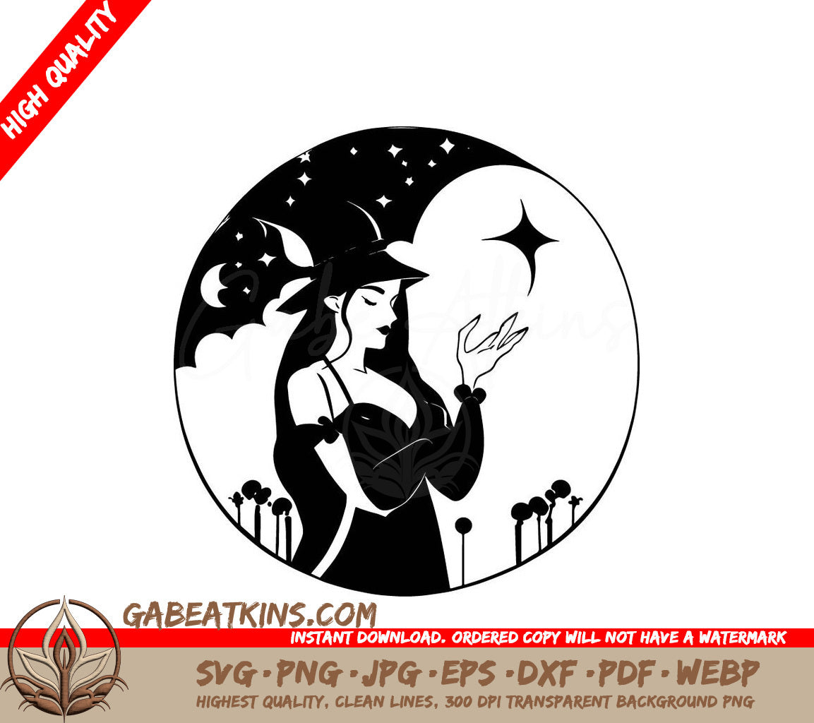  Witch Hat Woman SVG - Halloween Vector Illustration SVG